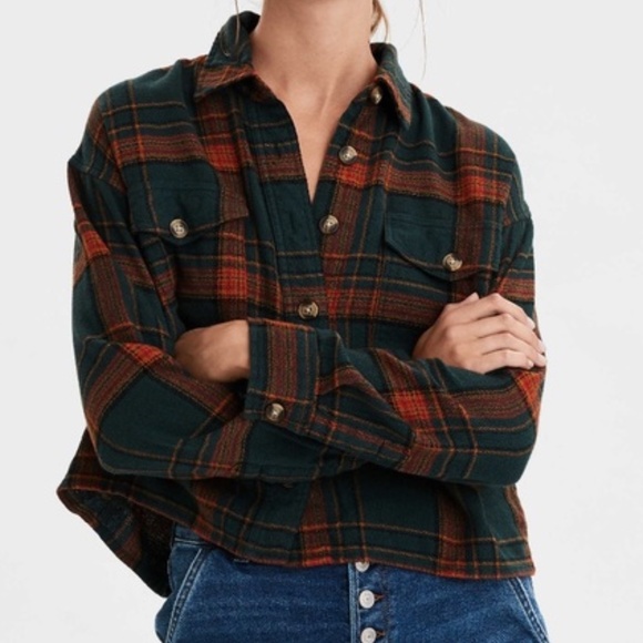 American Eagle Outfitters Tops - Cropped Flannel Top | American Eagle 🦅